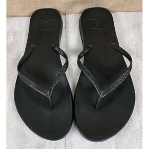 Reef Women's Stargazer Glittery Black Flip Flop Thong Sandals Size 10-11 Beach